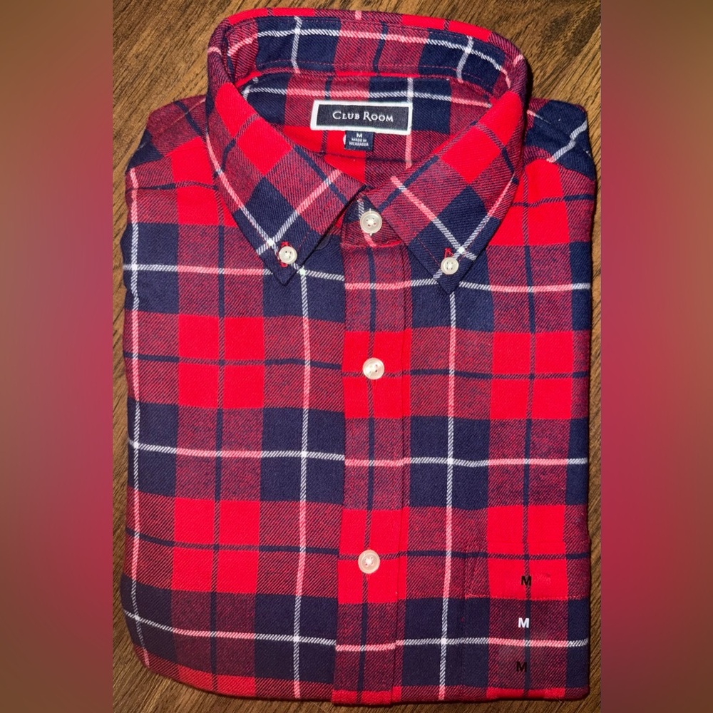 Men’s Club Room Flannel Long Sleeve Medium Red NWT